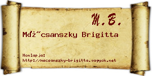 Mácsanszky Brigitta névjegykártya